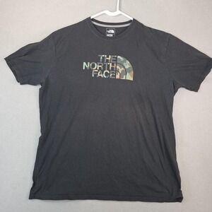 The North Face Shirt Mens 2XL Black Camo Half Dome Logo Short Sleeve Cotton
